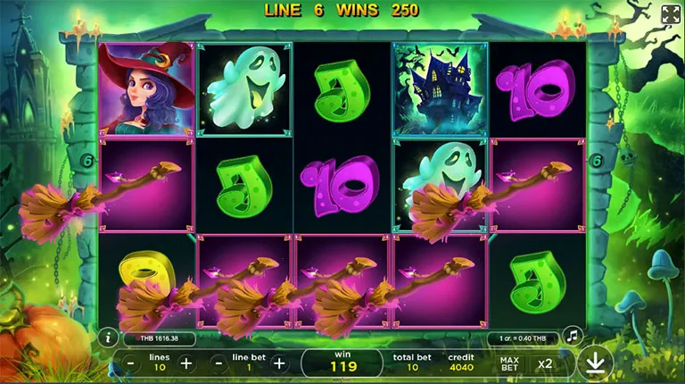 ตัวอย่างการชนะสล็อต Queen Halloween ในรูปแบบอัตโนมัติ